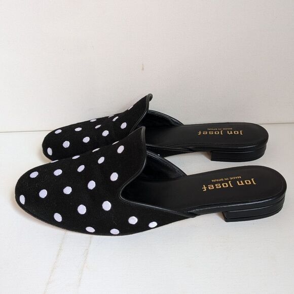 Jon Josef Black Polka Dot Slip On Mules Women's Size 6.5 - Picture 3 of 8